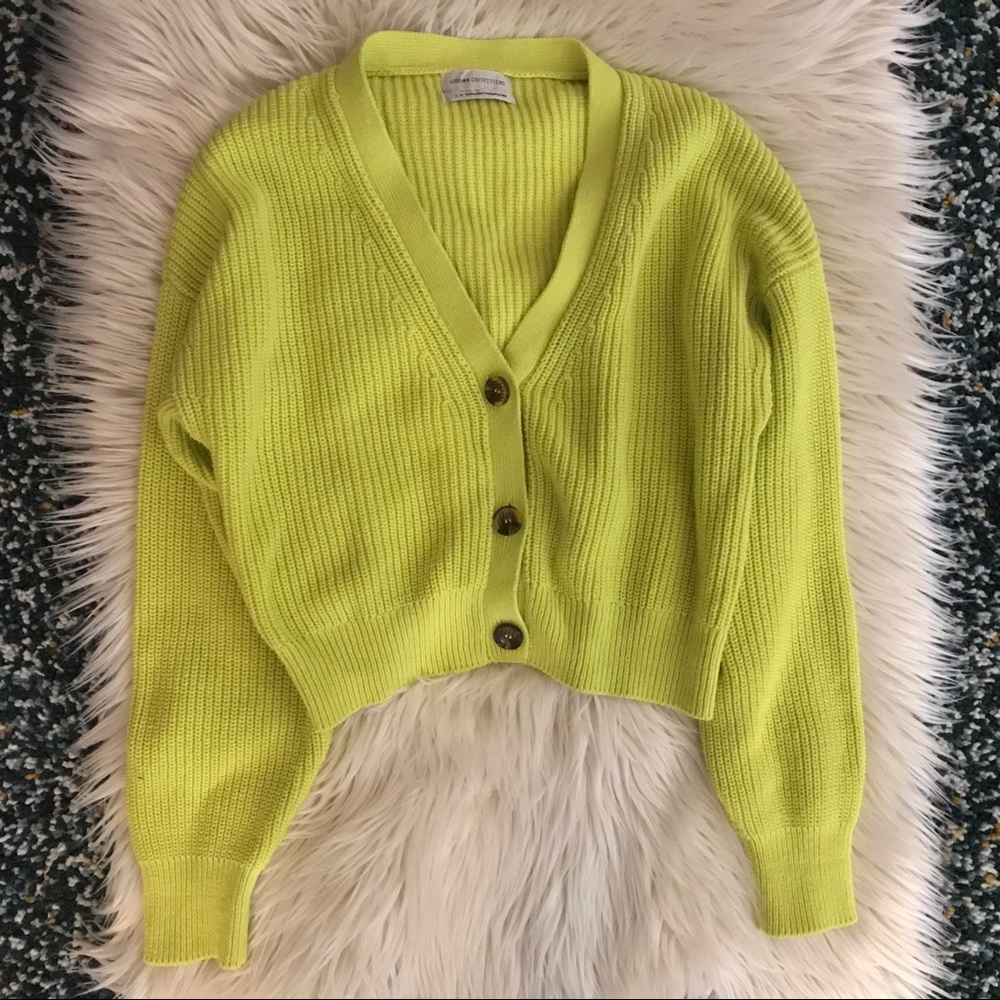 Bright Yellow Urban Outfitters Cropped Cardigan